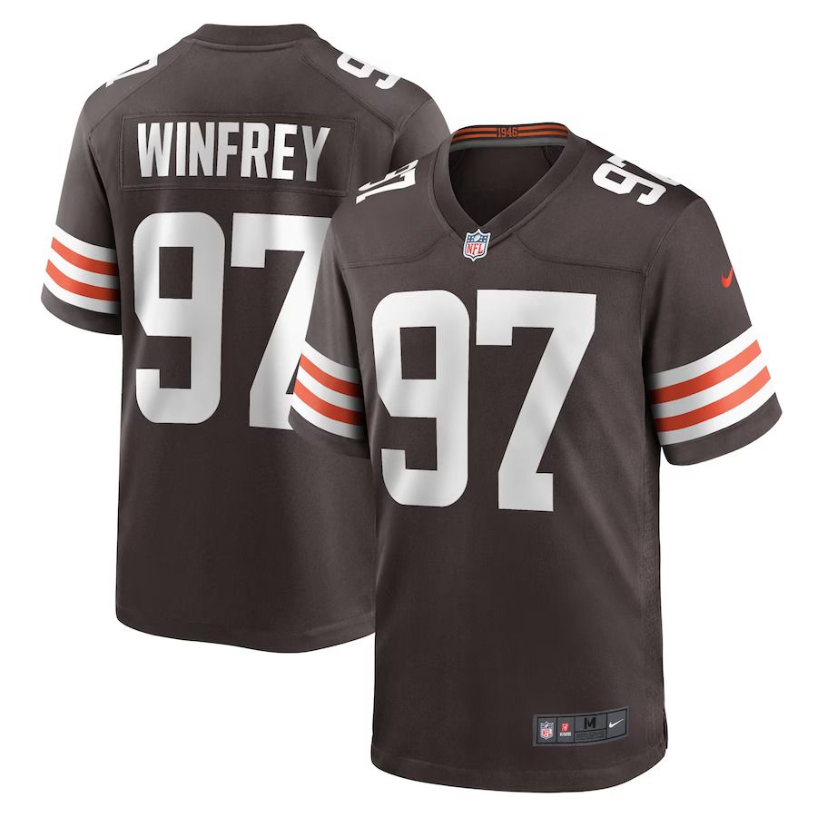 Men Cleveland Browns 97 Perrion Winfrey Nike Brown Game Player NFL Jersey